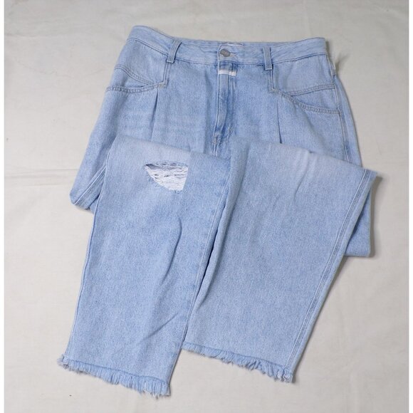 🆕 CLOSED Pearl High Rise Distressed Tapered Denim Jeans Blue 31 - Picture 13 of 16